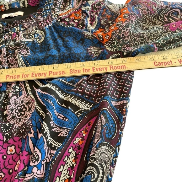 Parker Dress $298 MSRP Multicolor Harlow Paisley Ruffle Trim Sz Small Drop Waist - Picture 9 of 10